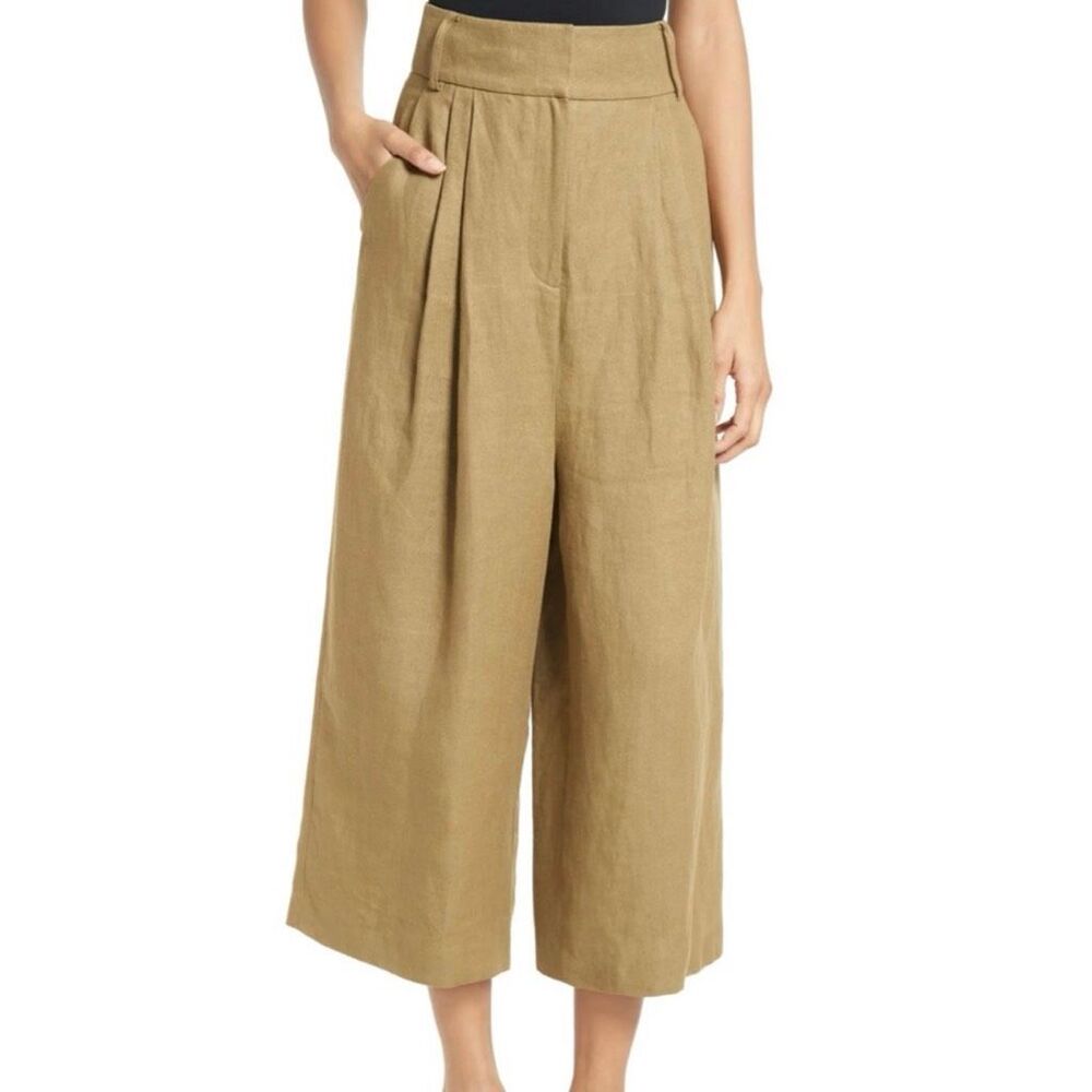 TIBI Hessian Linen Crop Wide Leg Pants 12